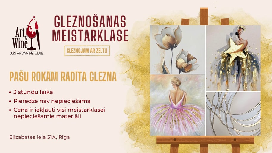Art&Wine radošā meistarklase: Gleznojam ar zeltu.