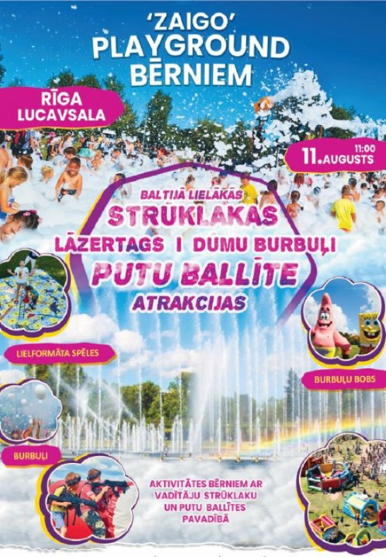 'Zaigo' Playground Lucavsalā - ūdens festivāls bērniem un ģimenēm
