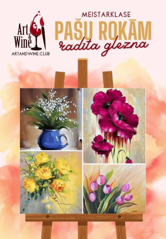 Art&Wine radošā meistarklase: Zīmējam 'Ziedi'